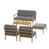 Gardeon 5-Seater Outdoor Sofa Set Wooden Lounge Setting 6PCS - Side View