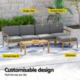 Gardeon 5-Seater Outdoor Sofa Set Wooden Lounge Setting 6PCS - Top-Down View
