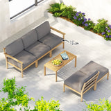 Gardeon 5-Seater Outdoor Sofa Set Wooden Lounge Setting 6PCS - 45-Degree Angle
