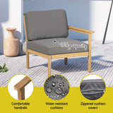 Gardeon 5-Seater Outdoor Sofa Set Wooden Lounge Setting 6PCS - Rear View