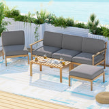 Gardeon 5-Seater Outdoor Sofa Set Wooden Lounge Setting 6PCS - Close-Up Angle