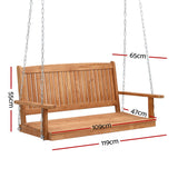 Gardeon Porch Swing Chair With Chain Outdoor Furniture Wooden Bench 2 Seater - Front View