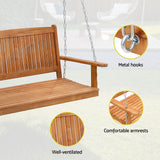 Gardeon Porch Swing Chair With Chain Outdoor Furniture Wooden Bench 2 Seater - 45-Degree Angle