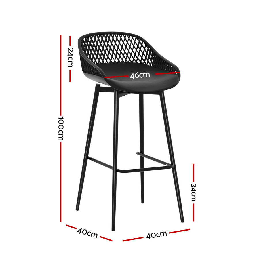Gardeon 2x Outdoor Bar Stools Plastic Black, image 2