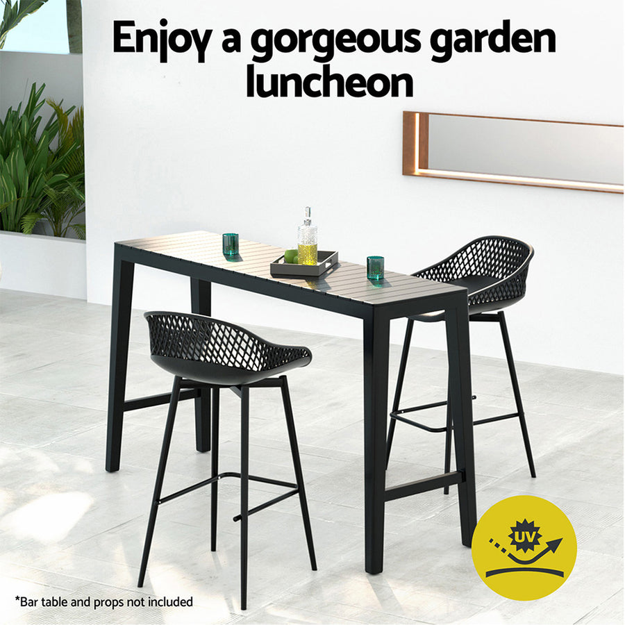 Gardeon 2x Outdoor Bar Stools Plastic Black, image 4