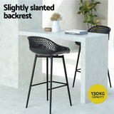 Gardeon 2x Outdoor Bar Stools Plastic Black - 45-Degree Angle