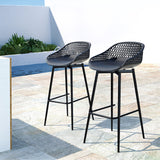 Gardeon 2x Outdoor Bar Stools Plastic Black - Close-Up Angle