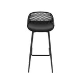 Gardeon 4x Outdoor Bar Stools Plastic Black - Side View