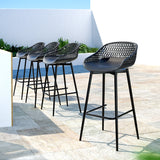 Gardeon 4x Outdoor Bar Stools Plastic Black - Rear View