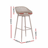 Gardeon 2PC Outdoor Bar Stools Plastic Metal Dining Chair Patio Furniture Coffee - Front View