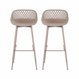 Gardeon 2PC Outdoor Bar Stools Plastic Metal Dining Chair Patio Furniture Coffee - Side View