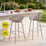 Gardeon 2PC Outdoor Bar Stools Plastic Metal Dining Chair Patio Furniture Coffee - Top-Down View