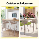 Gardeon 2PC Outdoor Bar Stools Plastic Metal Dining Chair Patio Furniture Coffee - Rear View