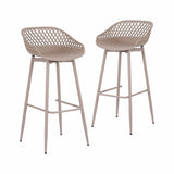Gardeon 2PC Outdoor Bar Stools Plastic Metal Dining Chair Patio Furniture Coffee - Close-Up Angle