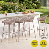 Gardeon 4-Piece Outdoor Bar Stools Plastic Metal Dining Chair Furniture Coffee - Top-Down View