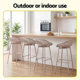 Gardeon 4-Piece Outdoor Bar Stools Plastic Metal Dining Chair Furniture Coffee - Rear View