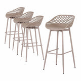 Gardeon 4-Piece Outdoor Bar Stools Plastic Metal Dining Chair Furniture Coffee - Close-Up Angle