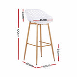 Gardeon 2PC Outdoor Bar Stools Plastic Metal Dining Chair Patio Furniture White - Front View