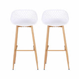 Gardeon 2PC Outdoor Bar Stools Plastic Metal Dining Chair Patio Furniture White - Side View