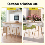 Gardeon 2PC Outdoor Bar Stools Plastic Metal Dining Chair Patio Furniture White - Rear View