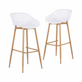 Gardeon 2PC Outdoor Bar Stools Plastic Metal Dining Chair Patio Furniture White - Close-Up Angle