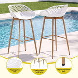 Gardeon 4-Piece Outdoor Bar Stools Plastic Metal Dining Chair Balcony White - 45-Degree Angle