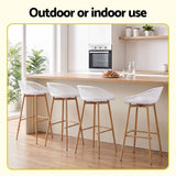Gardeon 4-Piece Outdoor Bar Stools Plastic Metal Dining Chair Balcony White - Rear View