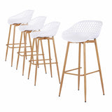 Gardeon 4-Piece Outdoor Bar Stools Plastic Metal Dining Chair Balcony White - Close-Up Angle