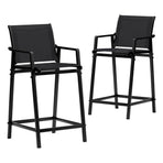 Gardeon 2PC Outdoor Bar Stools Steel Dining Chairs Patio Furniture Garden Black