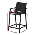 Gardeon 2PC Outdoor Bar Stools Steel Dining Chairs Patio Furniture Garden Black