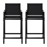 Gardeon 2PC Outdoor Bar Stools Steel Dining Chairs Patio Furniture Garden Black - Side View