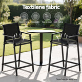 Gardeon 2PC Outdoor Bar Stools Steel Dining Chairs Patio Furniture Garden Black - 45-Degree Angle