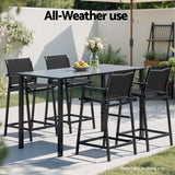 Gardeon 2PC Outdoor Bar Stools Steel Dining Chairs Patio Furniture Garden Black - Rear View