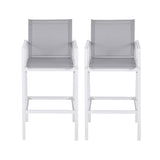 Gardeon 2PC Outdoor Bar Stools Dining Chairs Patio Furniture Garden Steel Textilene White - Side View