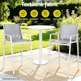 Gardeon 2PC Outdoor Bar Stools Dining Chairs Patio Furniture Garden Steel Textilene White - Rear View