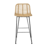 Gardeon set of 2 outdoor wicker bar stools, steel frame, nature, built-in footrest