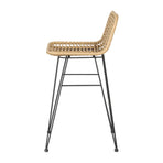 Gardeon set of 2 outdoor wicker bar stools, steel frame, nature, slightly slanted backrest