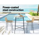 Gardeon 3-Piece Outdoor Bar Set Wicker Table Chairs Patio Bistro - Top-Down View