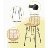 Gardeon 3-Piece Outdoor Bar Set Wicker Table Chairs Patio Bistro - 45-Degree Angle