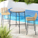 Gardeon 3-Piece Outdoor Bar Set Wicker Table Chairs Patio Bistro - Close-Up Angle
