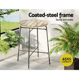 Gardeon Outdoor Bar Table Wicker Dining Bistro Patio Balcony Glass Table Steel - 45-Degree Angle