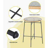 Gardeon Outdoor Bar Table Wicker Dining Bistro Patio Balcony Glass Table Steel - Close-Up Angle