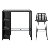 Gardeon Outdoor Bar Set Patio Furniture Dining Chairs Table and Chairs Wicker - Side View