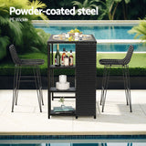 Gardeon Outdoor Bar Set Patio Furniture Dining Chairs Table and Chairs Wicker - Top-Down View