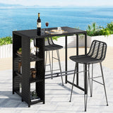 Gardeon Outdoor Bar Set Patio Furniture Dining Chairs Table and Chairs Wicker - Close-Up Angle