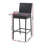 Gardeon 4-Piece Outdoor Bar Stools Dining Chair Bar Stools Rattan Furniture - Front View