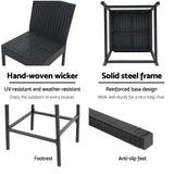 Gardeon 4-Piece Outdoor Bar Stools Dining Chair Bar Stools Rattan Furniture - Rear View