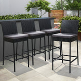 Gardeon 4-Piece Outdoor Bar Stools Dining Chair Bar Stools Rattan Furniture - Low Angle