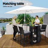 Gardeon Outdoor Bar Table Wicker Dining Bistro Glass Desk Steel Patio Furniture Black - Rear View