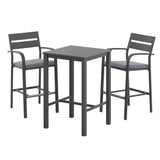 Gardeon 3Pcs Outdoor Bar Set Stools Dining Chairs Table Patio Aluminium Bistro Set Black - Side View
